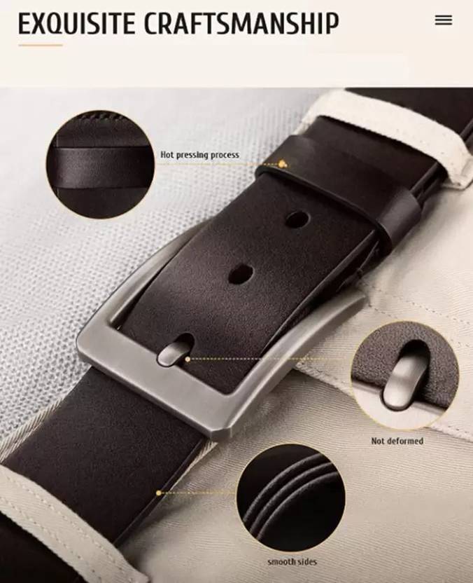 Men Casual, Formal, Party Black Genuine Leather Belt