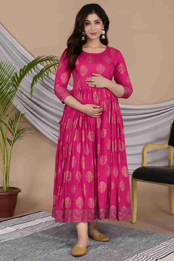 Women Ethnic Dress Pink Ankle Length Dress