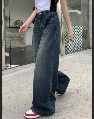 Women Loose Fit High Rise Dark Blue, Dark Green Jeans